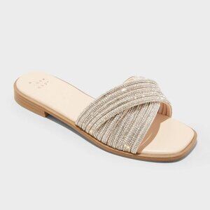 Women's Felicia Rhinestone Slide Sandals - a New Day™ Silver 7
